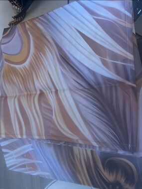 Modern Peacock Feather-Print Shower Curtain- Mauve, purple, Cream & Brown